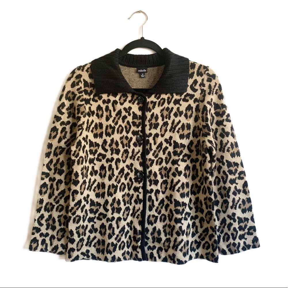 Rafaella Wool Blend Animal Print Boho Women’s Cardigan Sweater